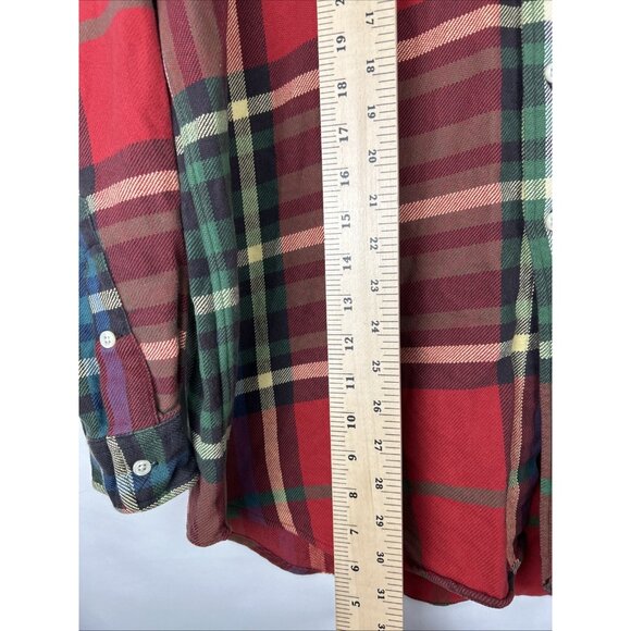 Ralph Lauren Men’s Large Custom Fit Plaid Flannel Shirt LS Button Front Red - Picture 4 of 9